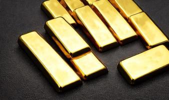 goud ingots. stack van goud bars, financieel concepten. foto