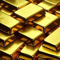 goud ingots. stack van goud bars, financieel concepten. foto