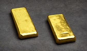 goud ingots. stack van goud bars, financieel concepten. foto