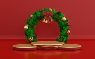 3d Kerstmis illustratie met podium Scherm Product foto