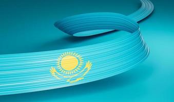 lint kleur vlag van Kazachstan Aan een wit achtergrond 3d illustratie foto