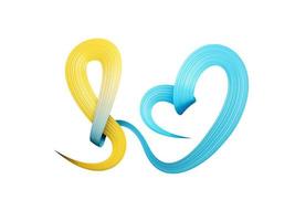 Kazachstan vlag kleuren maken boog naar hart met lint 3d illustratie foto