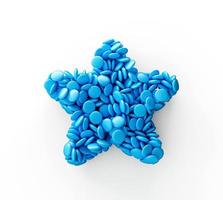 zoet blauw kleur snoep in vorm van ster 3d illustratie foto