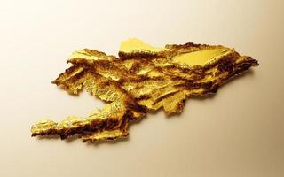 Kirgizië kaart gouden metaal kleur hoogte kaart achtergrond 3d illustratie foto