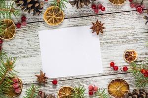Kerstmis takken kegels bessen citroen met kopiëren ruimte foto