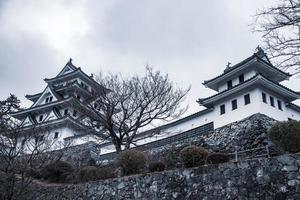 gujohachiman kasteel, de mooi historisch kasteel Aan de top van berg, Japan foto
