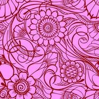 naadloos bloemen patroon, oosters motieven, contour bordeaux bloemen patroon Aan een roze achtergrond, textuur, achtergrond foto