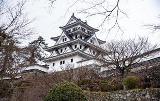 gif, japan-februari 11, 2019, gujohachiman kasteel, de mooi historisch kasteel Aan de top van berg, Japan foto