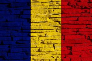 vlag van Roemenië Aan een getextureerde achtergrond. concept collage. foto