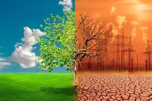 concept van klimaat verandering en de milieu kas voorwaarden en globaal opwarming, water crisis, verontreiniging problemen. foto