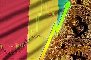 Guinea vlag en cryptogeld groeit neiging met veel gouden bitcoins foto