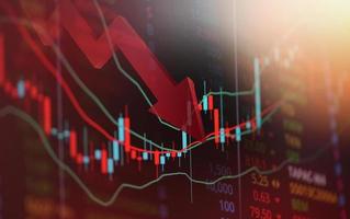 voorraad markt uitwisseling verlies handel diagram analyse investering indicator bedrijf diagram grafieken van financieel bord Scherm kandelaar crisis voorraad Botsing rood prijs tabel vallen geld foto