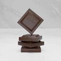 3d renderen donker chocola detailopname Aan wit marmeren achtergrond foto