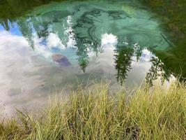 bomen en lucht reflecterend in water foto