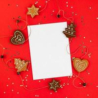 Kerstmis groet ansichtkaart mockup met schitteren foto