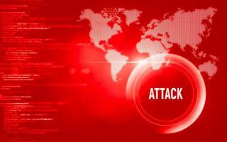 Cyber aanval waarschuwing. internet netwerk Bij risico. foto