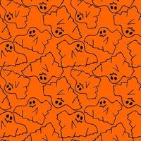 naadloos contour patroon van grafisch vliegend zwart geesten Aan oranje achtergrond, textuur, ontwerp foto