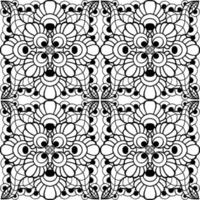 naadloos grafisch patroon, bloemen zwart ornament tegel Aan wit achtergrond, textuur, ontwerp foto