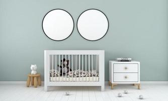 kinderen slaapkamer twee ronde cirkel kaders mockup foto