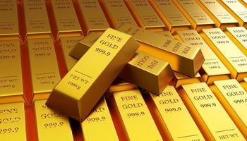 goud edelmetaal, prima goud bars, goud schatkist. concept van bankieren, bedrijf, investering en uitwisseling tarieven, goud markt. 3d geven illustratie foto