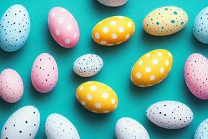 schattig polka punt Pasen ei Aan wit achtergrond met marges, waterverf foto