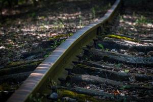 oud spoorweg auto's en sporen foto