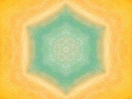 kleurrijk geel en blauw licht caleidoscoop achtergrond abstract bloem en symmetrisch patroon foto