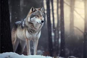 Euraziatisch wolf in wit winter leefgebied mooi winter Woud foto