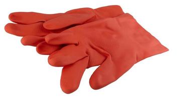 rood rubber handschoen paar- kant visie foto