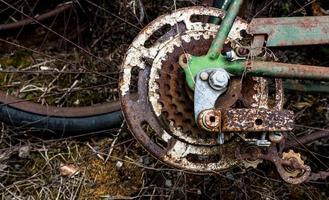 wijnoogst antiek fiets tandwiel uitrusting bijeenkomst en versnellingspook foto