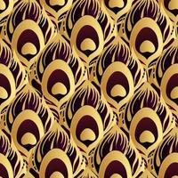 naadloos patroon zwart Purper Pauw veer met dik gouden schets, textuur, ontwerp foto