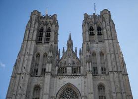 Michael en st gudula kathedraal in de stad van Brussel, belgie foto