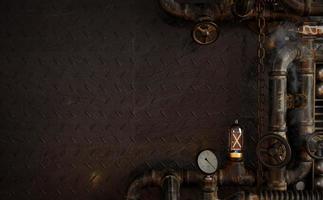 achtergrond donkere muur loft steampunk lamp van pijpen foto