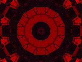 donker rood metalen caleidoscoop achtergrond. abstract en symmetrisch patroon met horor gevoel foto
