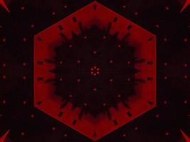 donker rood metalen caleidoscoop achtergrond. abstract en symmetrisch patroon met horor gevoel foto