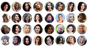 collage groep portretten van jong Kaukasisch meisjes voor sociaal medi foto
