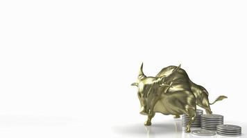 de gouden stier en munten Aan wit achtergrond 3d renderen foto