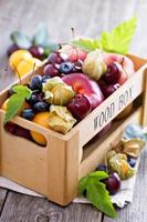 vers fruit in een houten krat foto