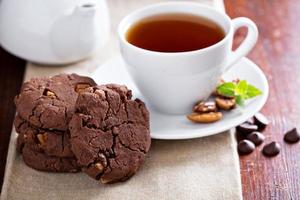 veganistisch chocola pecannoot koekjes foto