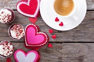 valentijnsdag dag koffie en cupcakes kopiëren ruimte foto