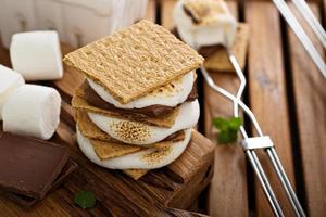 picknick toetje smores met marshmallows foto