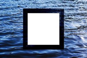 nautische blauw golven achtergrond met wit blanco kader in de midden- kopiëren ruimte 3d geven foto