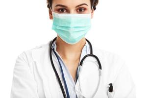 vrouw dokter geïsoleerd over- wit achtergrond foto
