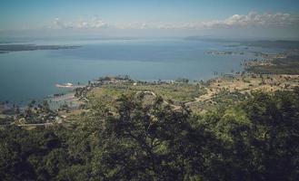 hin chang si visie punt dat kan zien de landschap van de ubolratana dam hieronder lucht, bergen en meren. foto