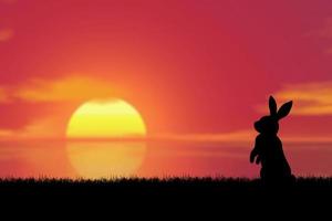 gelukkig nieuw jaar 2023 behang. behang gelukkig nieuw jaar 2023. konijn wacht voor de zon Aan een nieuw ochtend. foto