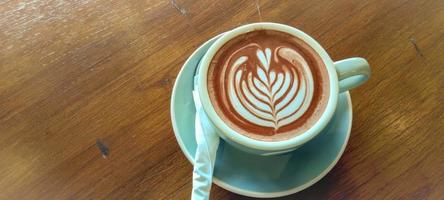 top visie heet koffie latte cappuccino kop top foto