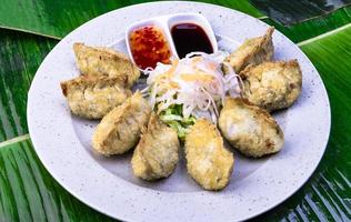 Vietnamees voedsel. smakelijk Vietnamees voedsel geserveerd Aan de top van een banaan blad. foto