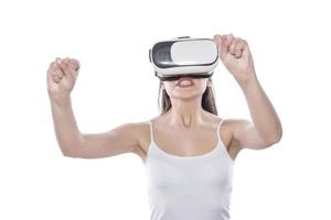 vrouw vervelend vr virtueel realiteit koptelefoon met koppel foto