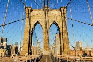 downtown nyc horizon van de Brooklyn brug. foto