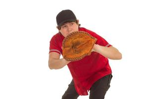 honkbal speler met een handschoen foto